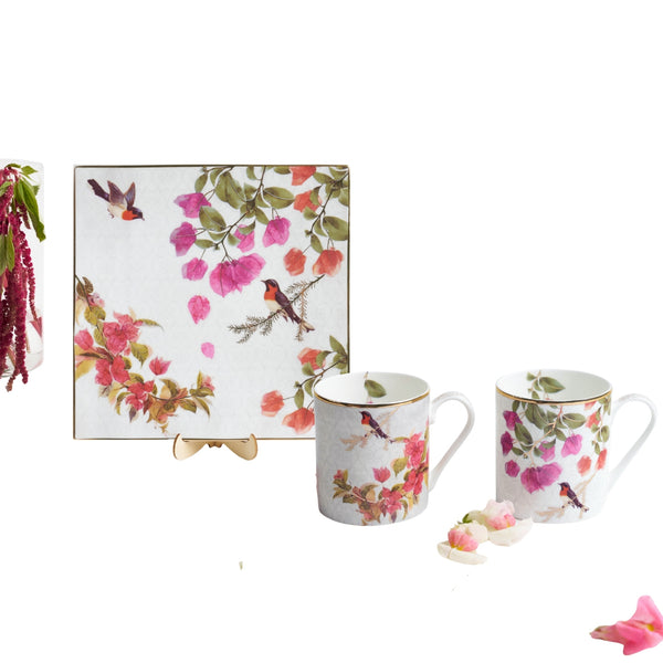 Bougainvillea Square Platter & 2 Mugs