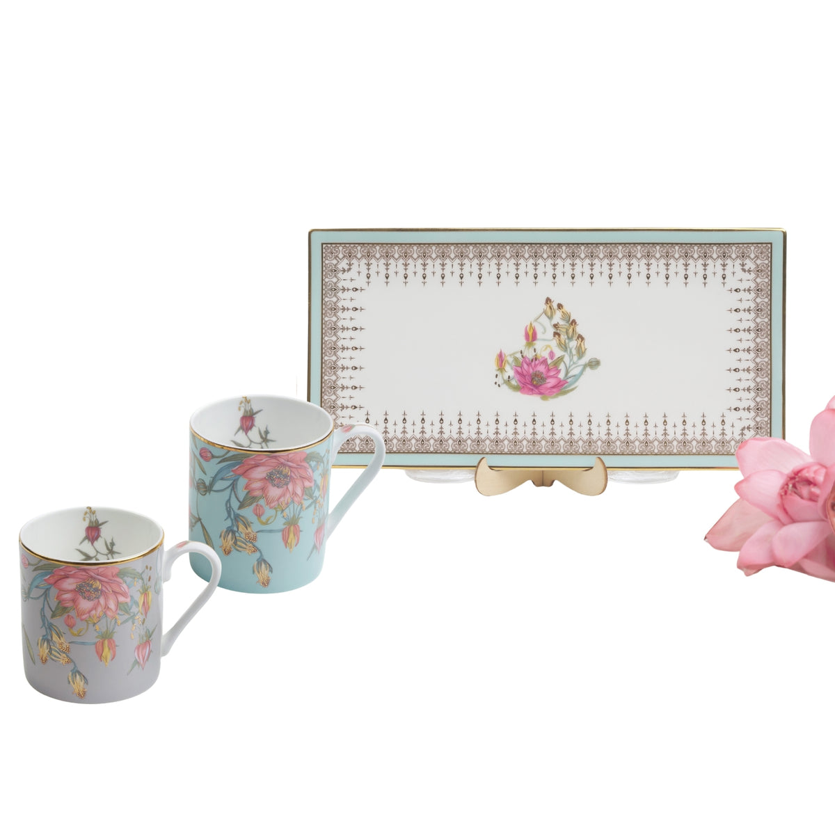 Zarah Rectangle Platter & 2 Mugs