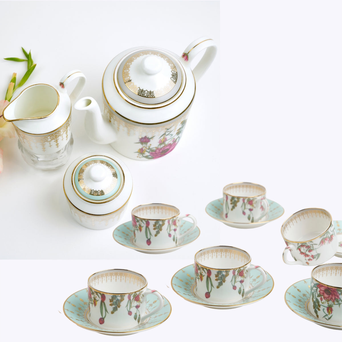 Zarah Tea Set with 6 Cups & Saucers
