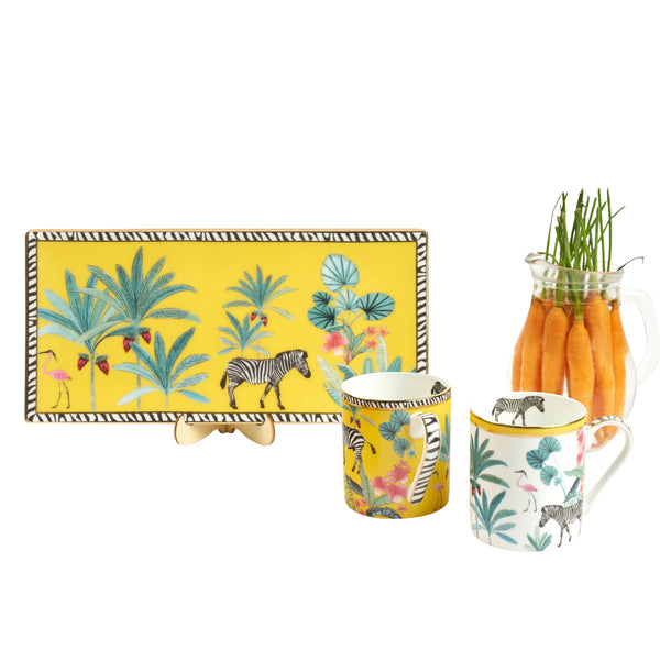 Savannah Rectangle Platter & 2 Mugs