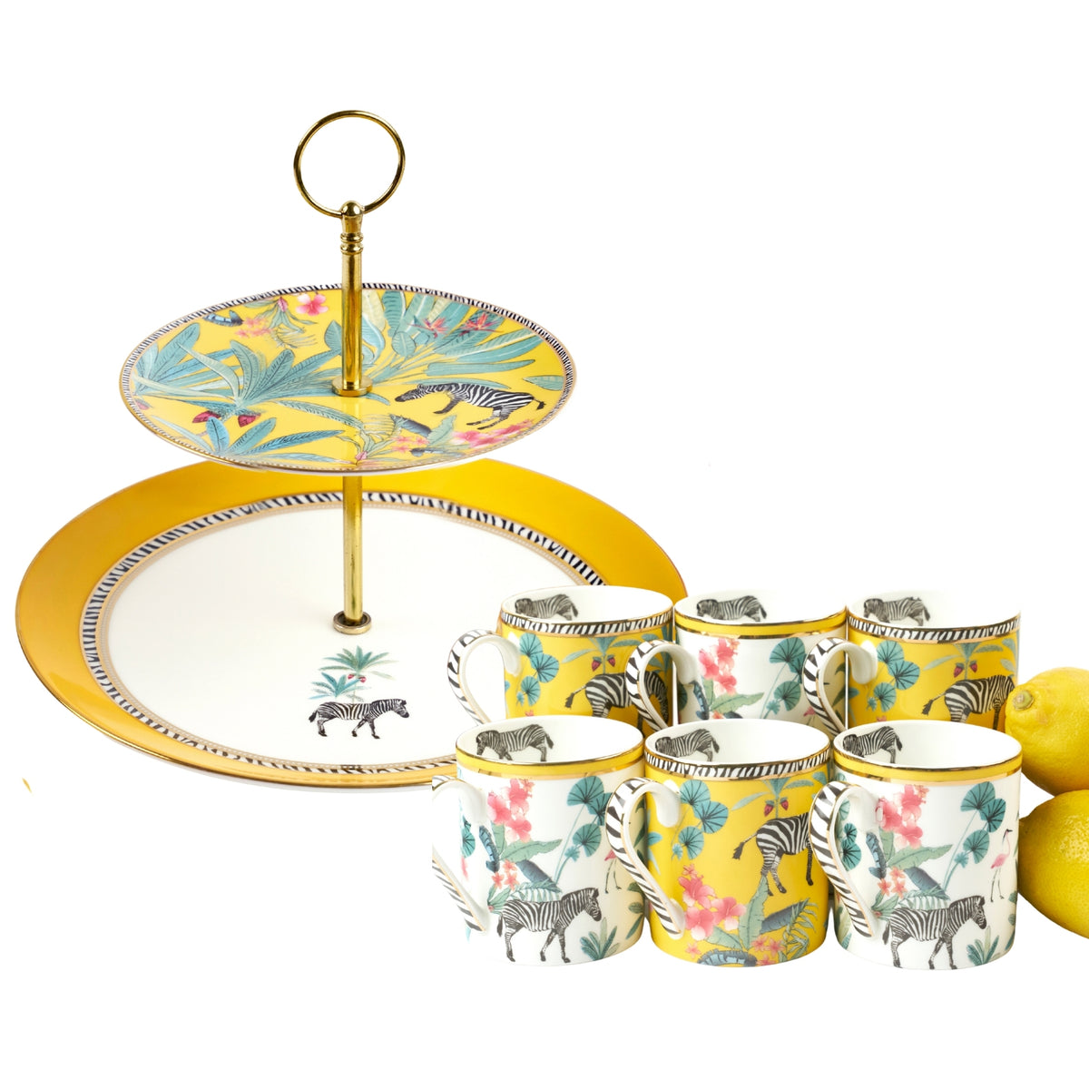 Savannah Cake Stand & 6 Mugs
