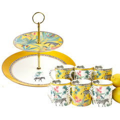 Savannah Cake Stand & 6 Mugs