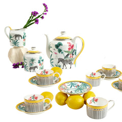 Savannah Tea Set with 6 Cups & Saucers