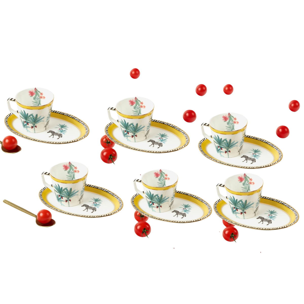 Savannah 6 Oval Cups & Saucers