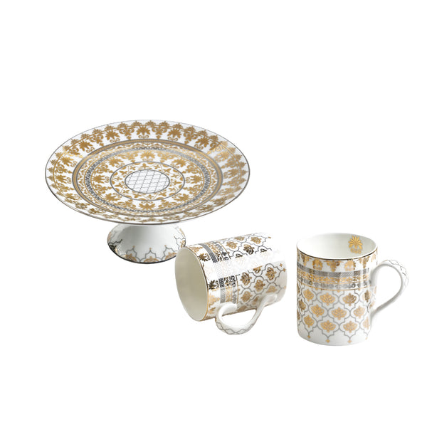 Noor Mini Cake Stand & 2 Mugs