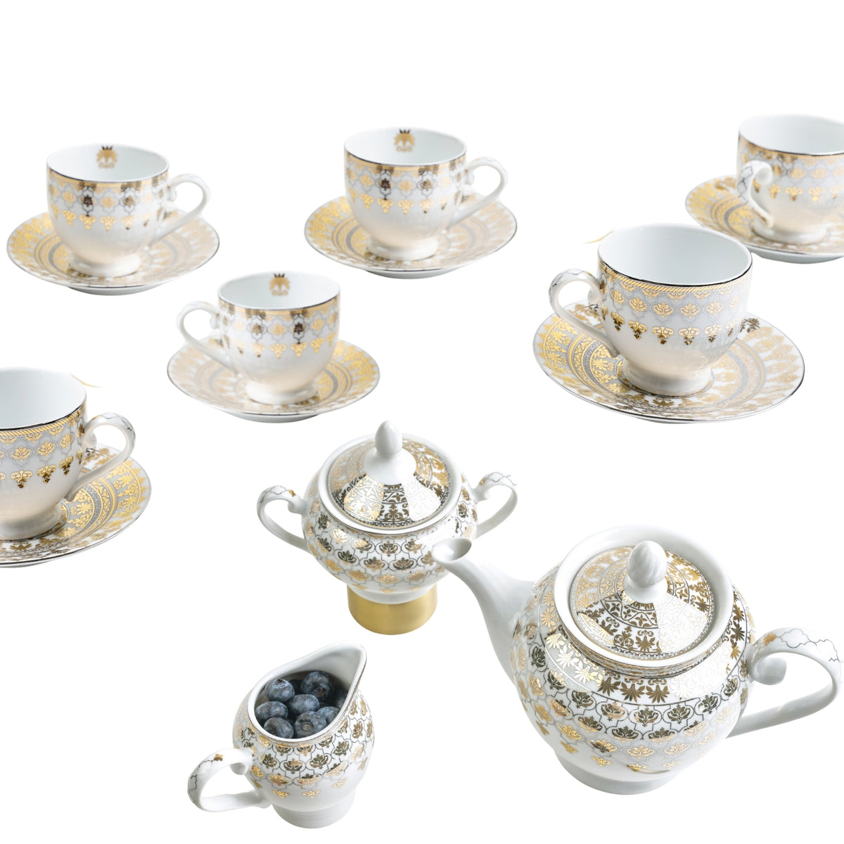 Noor Tea Set with 6 Cups & Saucers