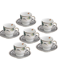 Tropical 6 Round Cups & Saucers