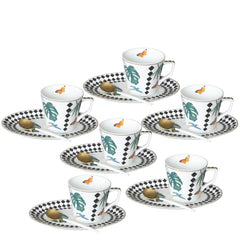Tropical 6 Oval Cups & Saucers