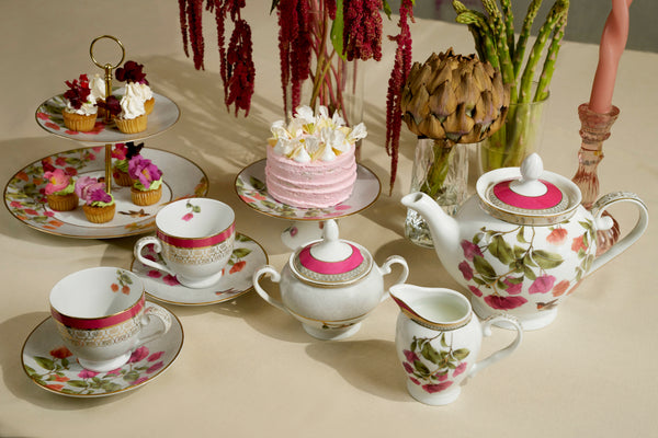 Bougainvillea Tea Set - (Tea pot, milk pot, sugar pot)