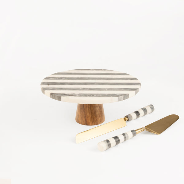 Zebra Cake Stand with Knives - Set of 3