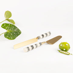 Zebra Cake Stand with Knives - Set of 3