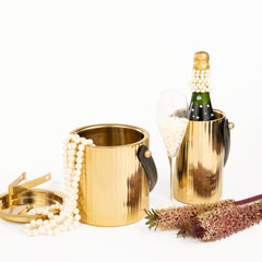 Fluted Leather Champagne/ Wine Bucket