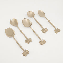 Silver Palm Tree Serving Spoons - Set of 5