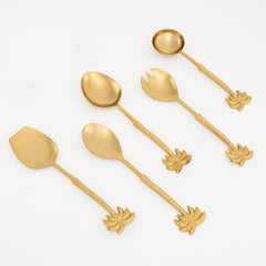 Gold Palm Tree Serving Spoons - Set of 5