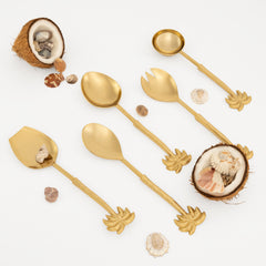 Gold Palm Tree Serving Spoons - Set of 5