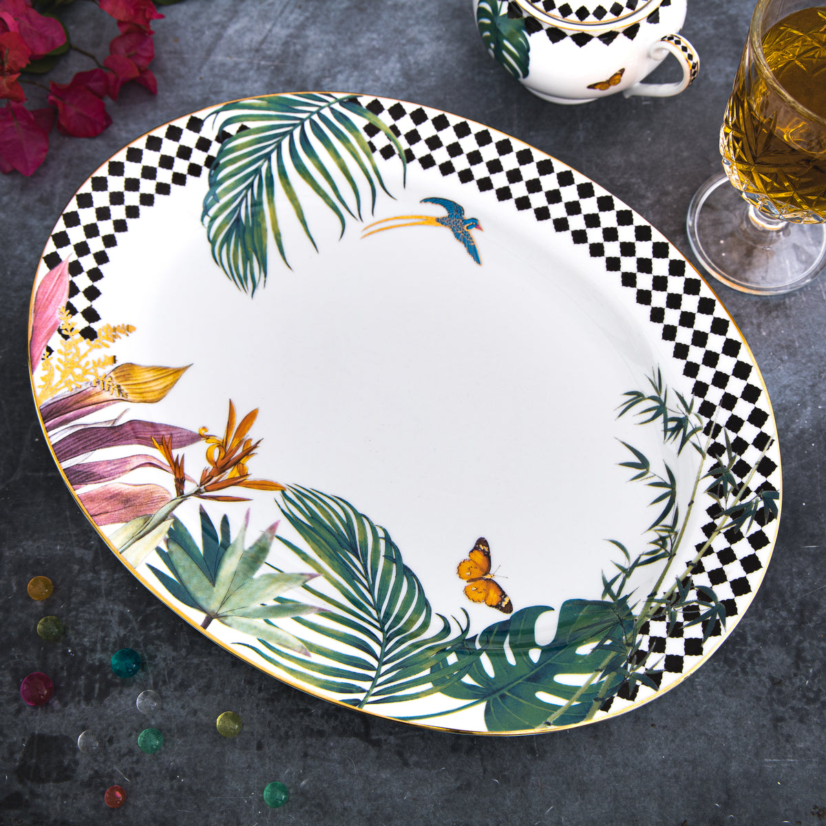 Tropical Oval Platter 14"