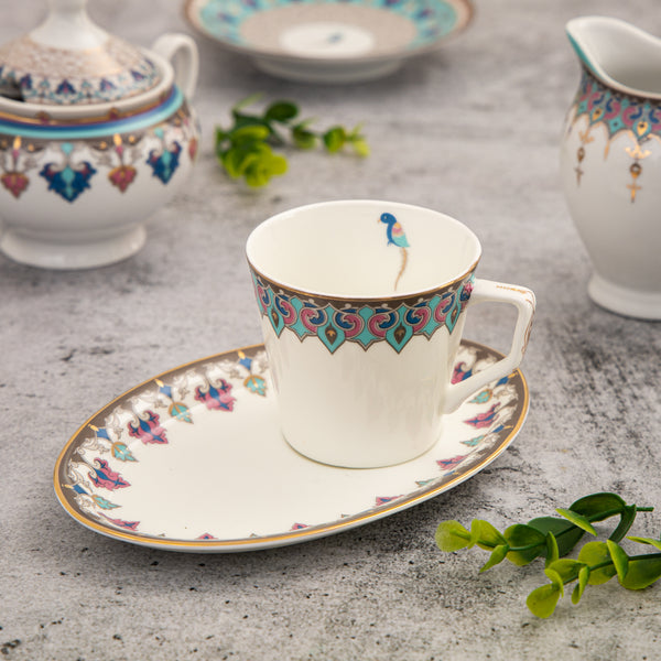 Jamawar Oval Cup & Saucer - Set of 6